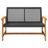 vidaXL Banco de jardín madera de acacia y ratán PE negro 112 cm - details 3