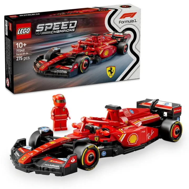 LEGO 77242 Speed Champions Coche de Carreras Ferrari SF-24 F1, Juguete, Maqueta de Vehículo Rojo de Fórmula 1 y Minifigura de Piloto para Coleccionar, Regalo para Niños y Niñas de 10 Años o Más - 1
