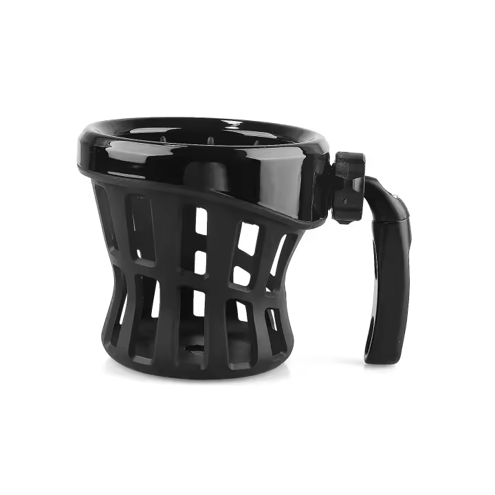 Soporte De Taza Para Manillar De Motocicleta Compatible Con Harley Dyna Softail Electra Glide Davidson 80 Deluxe Custom Breakout++ 1996-en Adelante Material Aluminio Y Goma Color Cromo Y Negro - 1