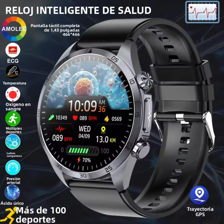 Reloj Inteligente Para Hombres 2025 Con Medición De Presión Arterial Salud Pulsada Terapéutica Uric Acid Lipids Cuidado Del Cuerpo Impermeable - 1