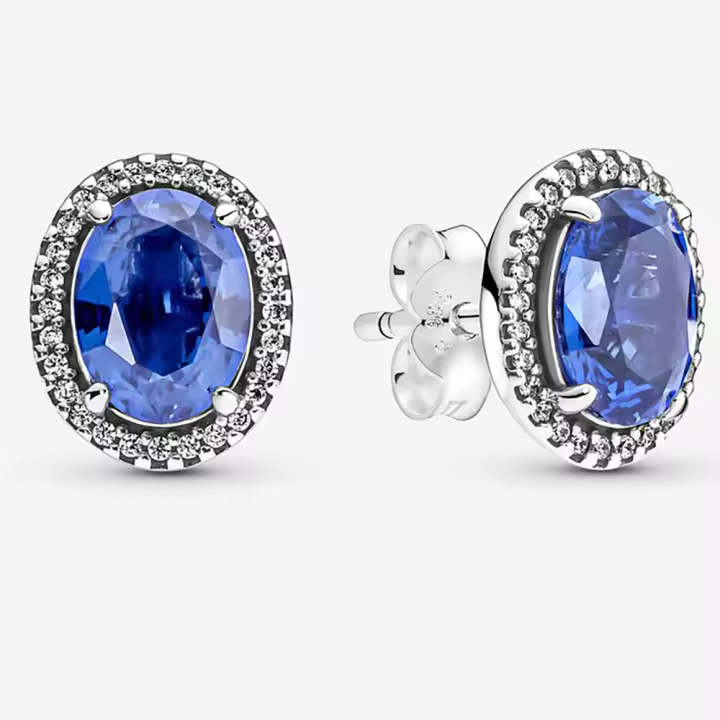 Pandora Pendientes de Botón en Plata de Ley Statement Halo Brillante，Incluye Caja Original - 1