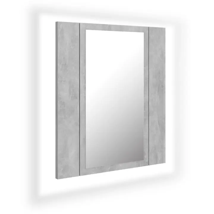 Armario Espejo baño Luz LED acrílico gris Hormigón 40x12x45 cm - 1