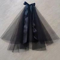 Velo De Novia Negro Vintage Doble Capa De Gasa Malla Con Encaje Para Mujeres Y Niñas Accesorio De Cabeza Para Fiestas Y Fotos - details 10