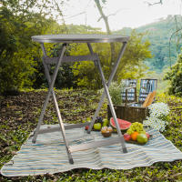 Mesa Plegable Multifuncional The Secret Home - Madera Contrachapada y Aluminio - D.60x70 Cm - Para Jardín, Terraza, Balcón o Picnic - details 1