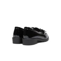 Hluna Mocasines con tacón bajo efecto CHAROL  Negro Rojo Vino y blanco - Detalle de LAZO - Elegancia - Mocasines planos Zapatos planos efecto Charol - 5301 - details 4