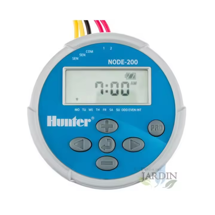 HUNTER Programador de riego a pilas NODE200 Hunter, controlador de riego por pilas para 2 zonas - 1
