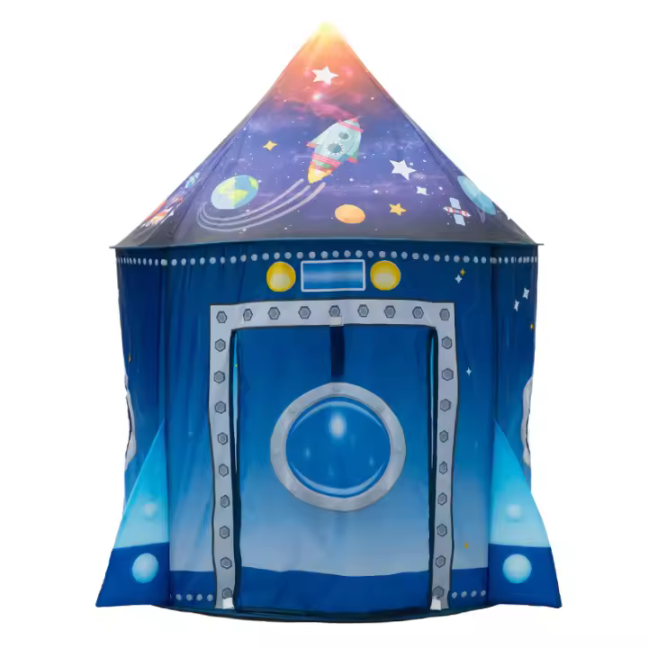 Carpa Plegable Para Niños Y Niñas Casa De Juguete Castillo Wigwam Planetario Rocket Decoración De Habitación Para Niños Edad Recomendada 3-12 Años Material Suave - 1