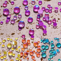 300Pcs Rhinestones De Mermaid Uso En Uñas Colores Caramelo Tamaños Mixtos Cristal Redondo Translúcido Aurora Para Decoración DIY - details 5
