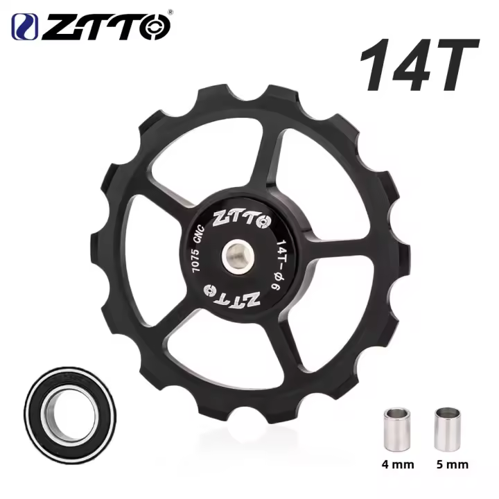 ZTTO Nueva Pulleya De Bicicleta MTB 14T Derileador Trasero Rueda Jockey Acero Engranaje Guía De Carril De Aluminio AL7075 Para Bicicleta De Carretera - 1