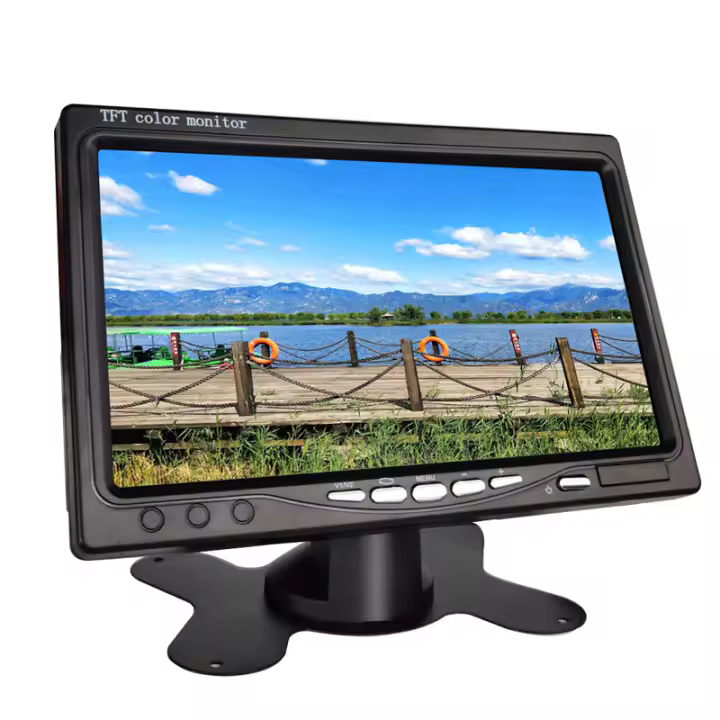 Monitor De Coche 7 Pulgadas Pantalla TFT LCD 1024X600 Para Cámara De Retrovisora Seguridad Doméstica CCTV 12V/24V Instalación En Dash - 1