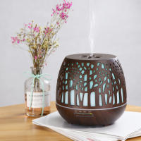 Essential Oils Diffuser 400ml, BPA Free Ultrasonic Humidifier Remote Control with Variable Colors LED Light 3 Timer for Home/Yoga/Office/SPA - Dark Wood - details 1