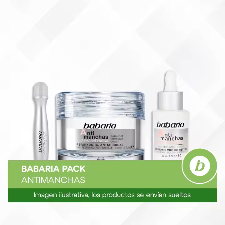 Babaria Pack Antimanchas: Crema Facial, Sérum Inteligente y Contorno de Ojos para Manchas, Ojeras y Tono Uniforme - 1