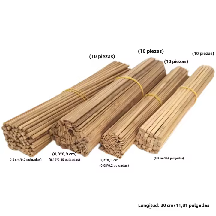 40Pc De Varillas De Bambú Para Modelos Y Manualidades No Terminadas Tamaños Variados Sticks De Madera Para Creación Artesanal - 1