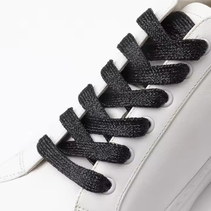 Par De Cordones De Zapatillas Planas Brillantes Y Plateados Metálicos Para Zapatos Lustra-Vidrio Pearly En Poliéster - 1