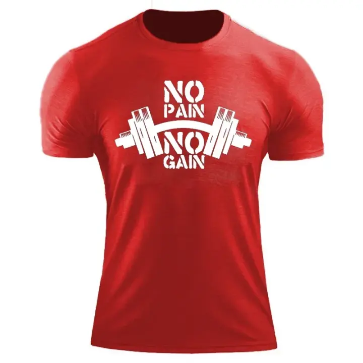 Camiseta Para Hombre 'No Pain No Gain' Estilo Harajuku Moda Y2K Camiseta Corta Transpirable Ligera De Secado Rápido Protección Solar Sostenible - 1