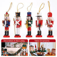 Juego De 5 Muñecos De Madera 12CM Nutcracker Guardia Soldado Colgante Decoración De Navidad Y Año Nuevo Artesanía Europea - details 3