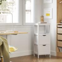 Armario para baño y almacenaje blanco, estantería con 2 cajones, diseño clásico, para organizar tu hogar - details 4