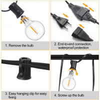 Luces De Cadena G40 Para Exteriores Impermeables Y Resistentes Al Choque Con Bombillas LED Vintage Para Decoración De Patio Y Paredes - details 5