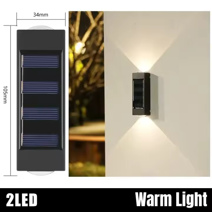 Luz Solar de Pared para Exteriores LED Impermeable, Iluminación Hacia Arriba y Hacia Abajo - Decoración de Valla de Jardín y Balcón - 1