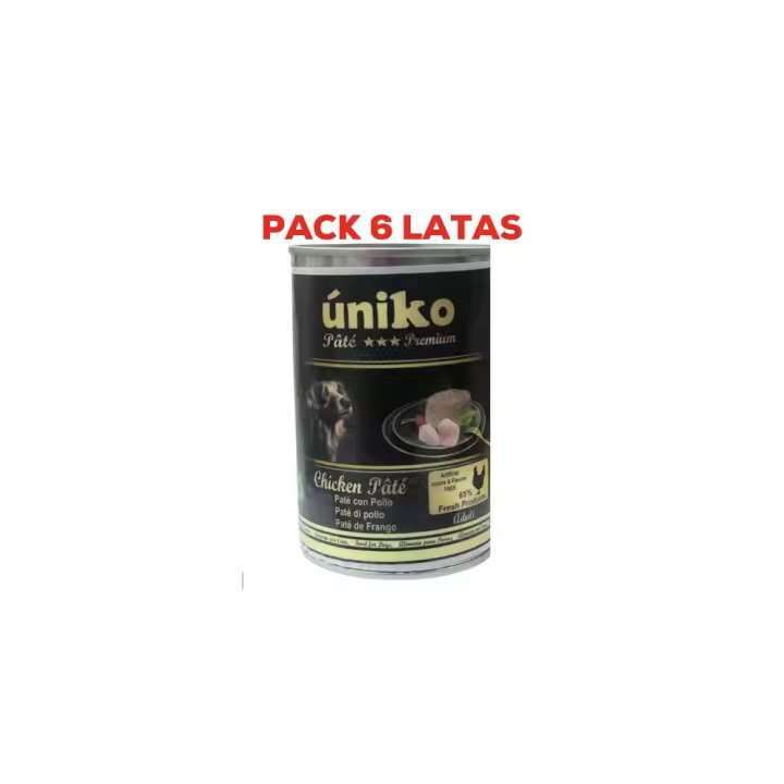 Úniko Pate Premium Pollo Pack 6x400gr Comida Húmeda Perro - 1