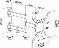 AISENS WT42TSLE-011 - Soporte Extensible de Pared Eco para Monitor / TV Televisor LCD, LED, OLED Plano de 13" - 42" | Inclinable | Giratorio y Nivelable de 13 a 42 pulgadas | Montaje en Pared | Carga Máxima: 20kg | Color: Negro - details 0