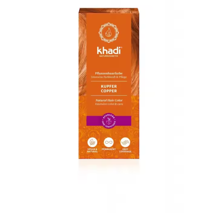 Khadi Herbal Color Cobre Brillante 100 G - Tinte Herbal para Cuidado Íntimo y Personal - 1