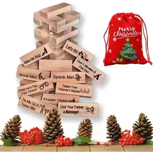 Juego súper travieso de 48 piezas para adultos, bloques apilables de torres para parejas, juego de bloques apilables de torres de caídas para San Valentín, juegos de pareja de Navidad - 1