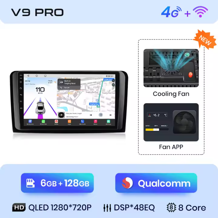 Junsun Android 13 Radio para Mercedes Benz M-Class W164 GL-Class X164 ML GL de Coche con Chip Qualcomm de 8 Núcleos CarPlay Inalámbrico Autorradio Estéreo Pantalla HD Multimedia - 1