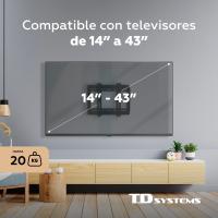 Soporte de TV pared fijo de bajo perfil para pantallas de 14 a 43 pulgadas. VESA máximo de 400 x 400 mm - TD Systems P20X25F22 - details 1