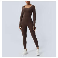 Conjunto De Entrenamiento De Yoga Para Mujer Con Padded Jumpsuit Sin Espalda Y Manga Larga Tights Fitness Running Entrenamiento - details 3