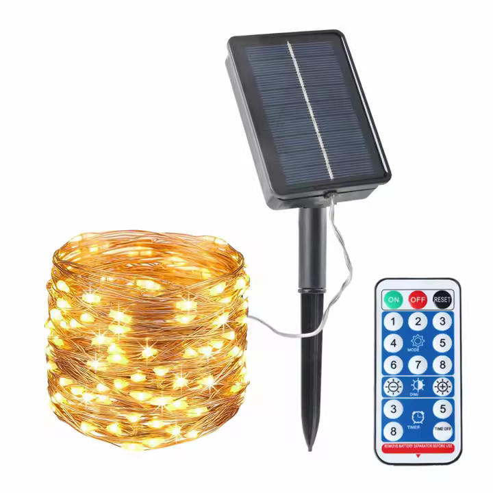 Luces De Cadena Solares LED Para Exterior Con Control Remoto Guirnalda De Luces Para Jardín Fiesta Camping Patio Decoración De Terraza - 1