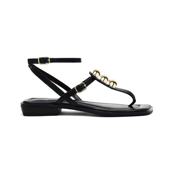 Sandalias planas de Mujer GIOSEPPO 74086 NEGRO ESCLAVA NEGRO ADORNO METAL 35950 25V - 1