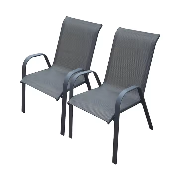 Acomoda Textil – Conjunto de 2 Sillas de Jardín con Reposabrazos y Respaldo 54x72x90 cm de Metal y Textil. Pack 2 Sillas de Exterior Gris Resistente, Estable y Decorativa para Terraza, Balcón y Patio. - 1