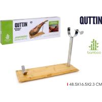 JAMONERO BAMBÚ METAL - Jamonero para Cortes Precisos y Seguros - Jamonero de Diseño Elegante y Funcional - Jamonero para Presentaciones Gastronómicas - Jamonero Fácil de Limpiar y Almacenar , QUTTIN - details 1