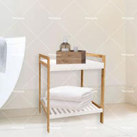 Estante de almacenamiento de pie de dos capas para mesita de noche, armario de madera maciza para sala de estar y hogar - details 5