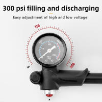Bomba De Bicicleta Manual De Alta Presión 300PSI Con Medidor Y Mangue De Rotación 360 Grados Para Neumáticos De Suspensión Delantera Y Trasera - details 7