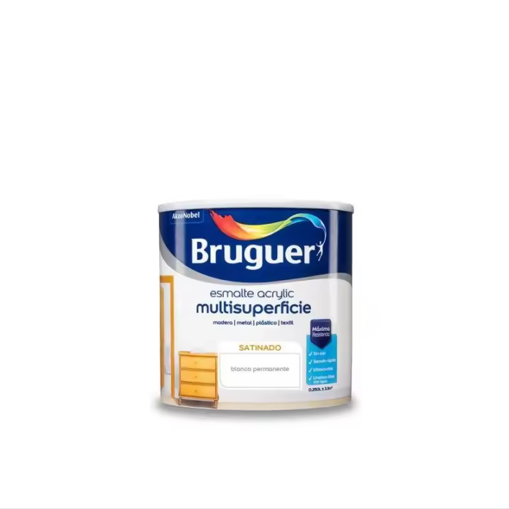Esmalte Acrylico Multisuperficie Satinado Blanco Permanente 0,250L 5160660 BRUGUER - 1