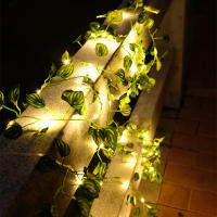 Luces De Vine Artificial Flor Y Hoja Verde Para Adornos Navideños Decoración De Hogar Luz Fairy Piloto Incluido Para Bodas - details 2