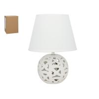 GISSED - Lámpara de Mesa con Base de Cerámica Calada en Diseño Esférico y Pantalla Blanca – Iluminación Decorativa para Dormitorios, Salas y Oficinas – Compatible con Bombillas LED y Tradicionales – Estilo Elegante y Sofisticado - details 0