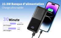 Power Bank 20.000mAh 22.5W Pequeña función de carga rápida Powerbank 1 USB-C 2 USB-A Mini Batería Externa para Teléfono Móvil Pantalla LCD para iPhone 17 16 15 14 13 Smartphones Viaje Camping - details 0
