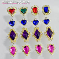 10Pcs Accesorios De Uñas De Aleación De Metal En Forma De Corazón Con Diamantes De Vidrio Para Diseño De Arte De Uñas - details 0