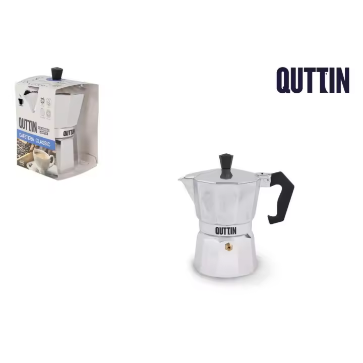 CAFETERA ITALIANA DE ALUMINIO DE 6 TAZAS MARCA QUTTIN - 1