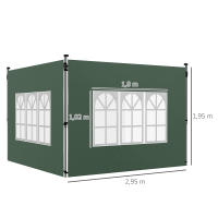 Outsunny 2 Paredes Laterales para Carpas de 3 x 3 / 3 x 4 m, 295x195 cm, Paredes Laterales de Repuesto para Cenador de Tela Oxford con Ventana, para Jardín, Exteriores, Fiestas - details 2