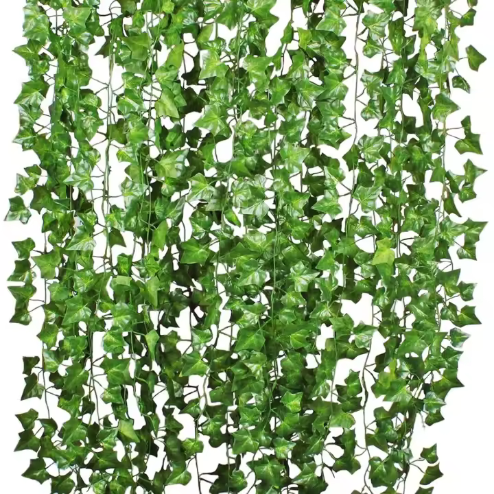 Guirnalda de plantas de hiedra artificial, 12 unidades de 84 pies, guirnalda de hiedra artificial para exteriores, decoración para celebración, boda, cocina, jardín, oficina - 1