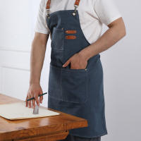 Bata De Trabajo De Lona Gruesa Para Cocina Café Peluquería Carpintero Trabajador De Jardín Con Correa De Denim Y Algodón - details 3