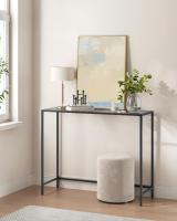 Mesa Consola con Tablero de Vidrio Templado y Patas Ajustables - Mesa de Entrada o Extremo del Sofá, Marco de Metal, Disponible en Dorado o Negro - details 8