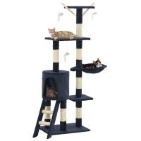 vidaXL Rascador para Gatos Poste Sisal 138 cm Árbol Arañar Juguete Color Azul oscuro,  Beige,  Gris y mas - details 0
