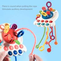 Juguetes Sensoriales Montessori De Silicona Pulpo Con Cuerda Para Bebé Juego Interactivo De Desarrollo Infantil En Preescolar - details 2