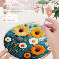 RUOPOTY Kit De Punto De Tela De Lana Felpa Pintura Del Cielo Estrellado Jardín Para Principiantes Con Parches Bordados Set De Manualidades DIY - details 0