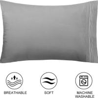 2pcs Fundas Para Almohada De Microfibra Suave En Color Sólido Sin Almohada Máquina Lavable Antigüedades Libres Fundas Para Almohada - details 2